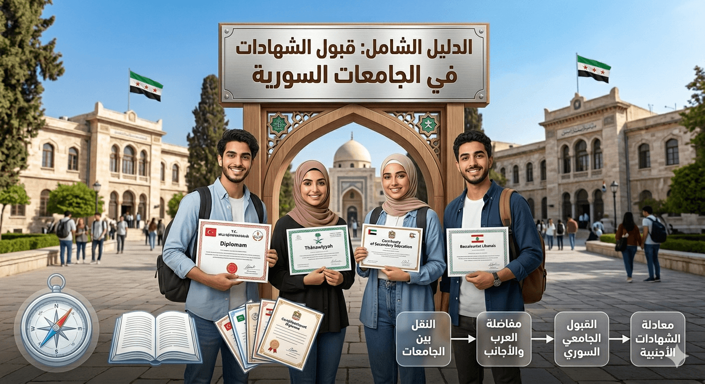 الدليل الشامل لمعادلة الشهادات العربية والأجنبية والقبول في الجامعات السورية 2026